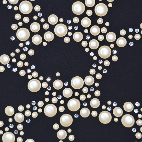 St John Womens Black Rhinestone Sparkle Pearl Studded Sleeveless Dress Size 10 - Picture 6 of 12